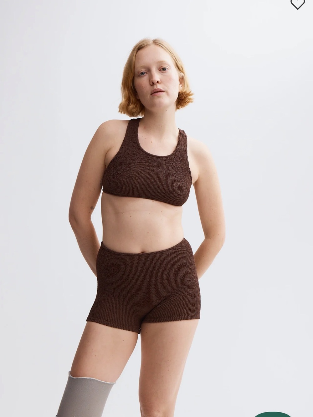 Youswim Elan Brown Textured Knit Racerback Top